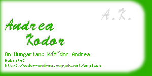 andrea kodor business card